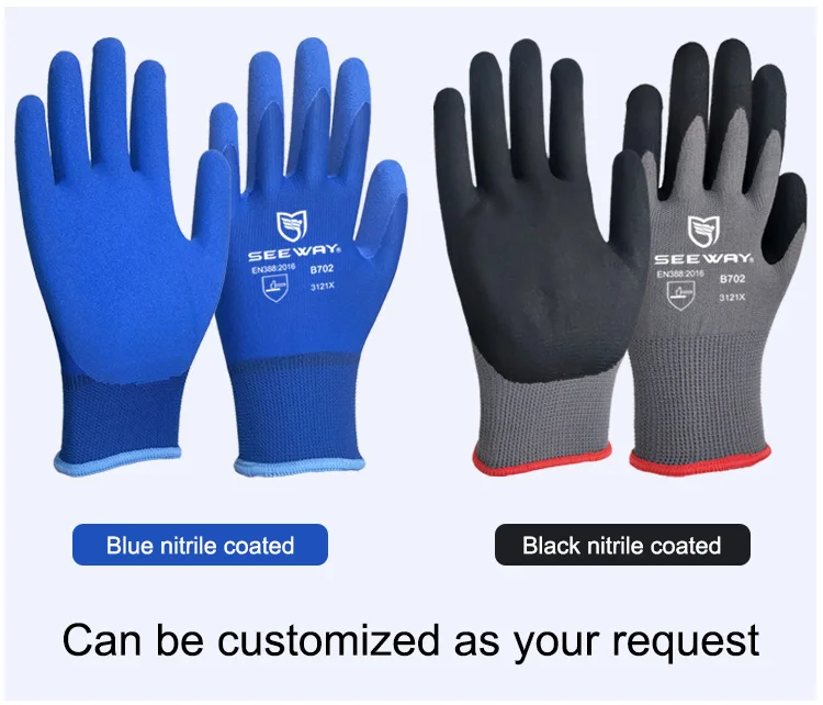 seeway hppe nitrile coated safety gloves