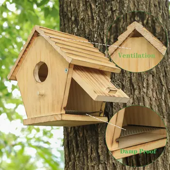 Holz-Vogelhaus Bluebird House – Wasserdichter Nistkasten Für Wildvögel (18x10x13 Cm)
