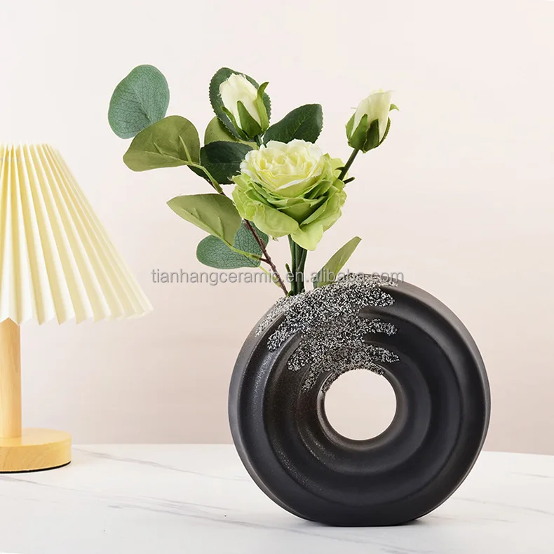 Philippines Design Nordic Modern White and Black Ceramic Vase for Home Decor Desktop Interior Decorative Ceramic Hollow Out Vase.jpg