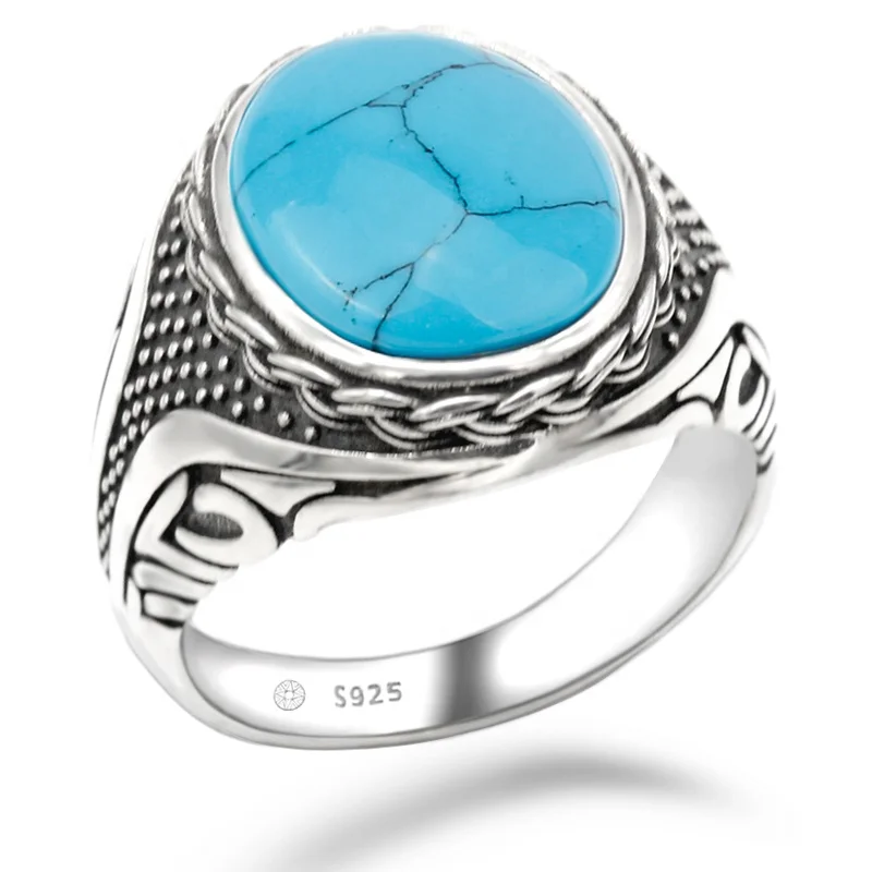 chmuck Ringe ilberringe Silber Ring S925 mit blauen Stein Gr 19 