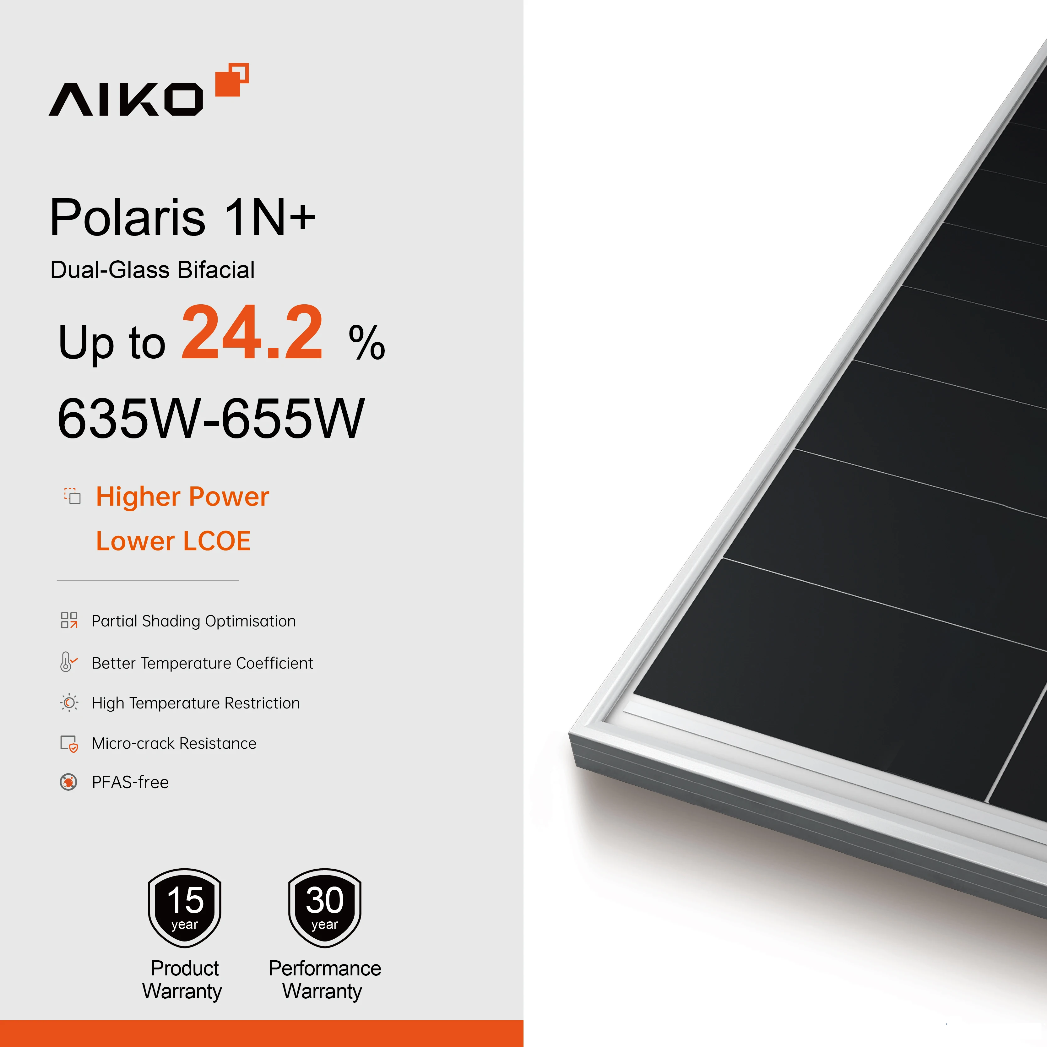 Aiko Solar 635W Bifacial Mono N-Type Panels for Commercial