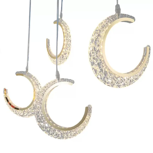 Hanging Acrylic Light 5 Pcs Per Set Led Moon Pendant Light for Wedding Ramadan Holiday Decoration