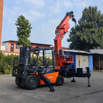 Forklift with foldable telescopic boom at the back for sale