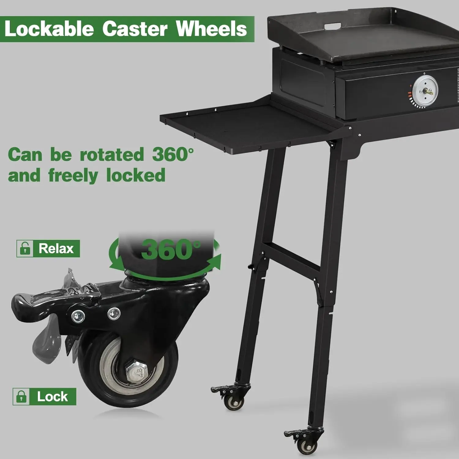 Universal Portable Grill Table Folding Grill Griddles Stand With Caster