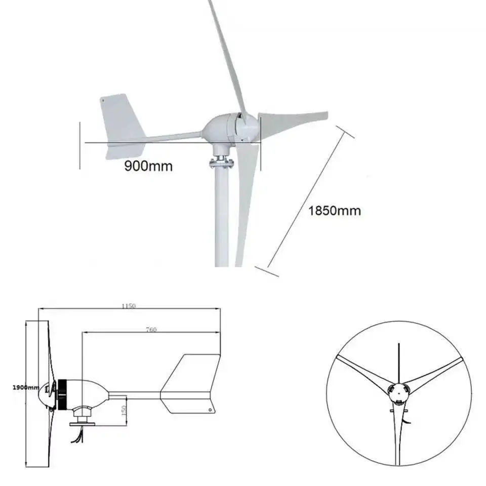 1000w 1500w 2000w 48v Wind Turbine Roof Turbine Wind And Solar Hybrid Systems Horizontal Wind 2515