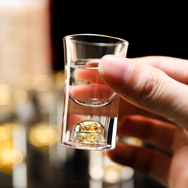 Shot Mini Glass - Creative Gold Foil Bottom Liquor Glass display picture 3