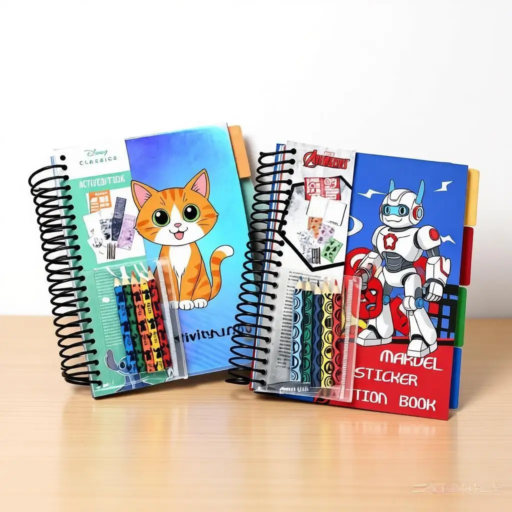 Blyant inkludert, klistermerke-, mal- og aktivitetsbok av papir, holdbar, alt-i-ett-pakke for barnehagelæring, hjemmebruk, kunst, lek og hobbyutstyr