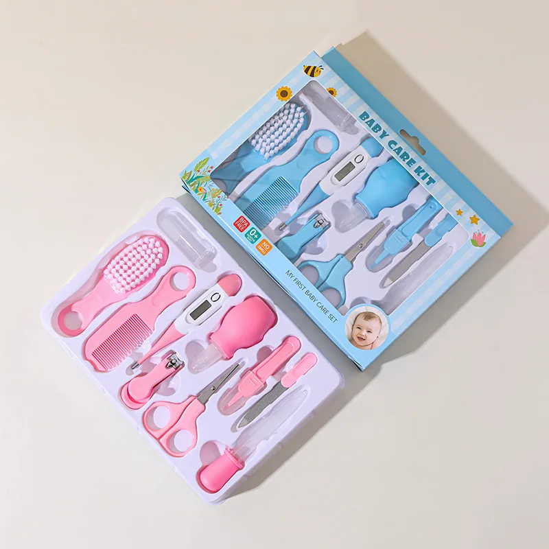 Tillverkare 10pcs Baby daglig vårdset nyfödd näsugare medicinmätare nagelklippor baby skönhetskit set