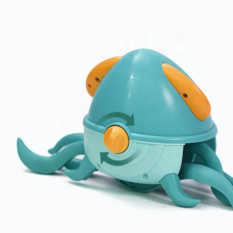 Hot Summer Amphibious Water Pull Wind Up Toys Walking Octopus Bath Toys ...