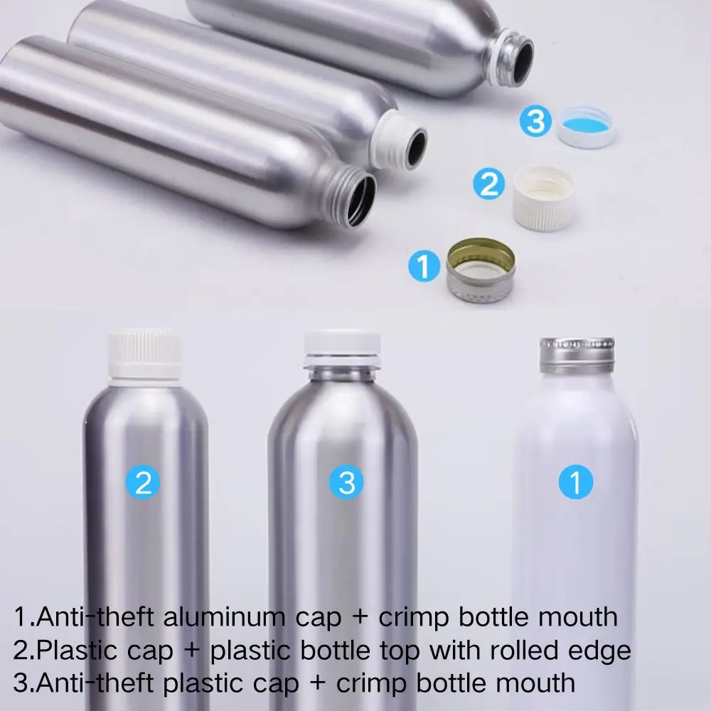 Recyclable Eco Friendly Round Leak Proof Aluminum Bottle 1l Beverage Screw Cap Empty Mineral Water Bottle 500ml