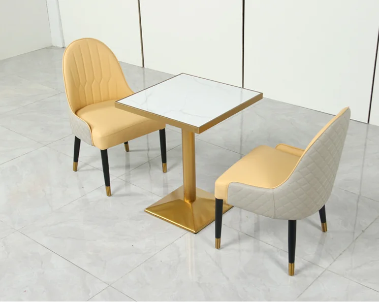 Custom Round Gold Polished Artificial Marble Top Restaurant Table For