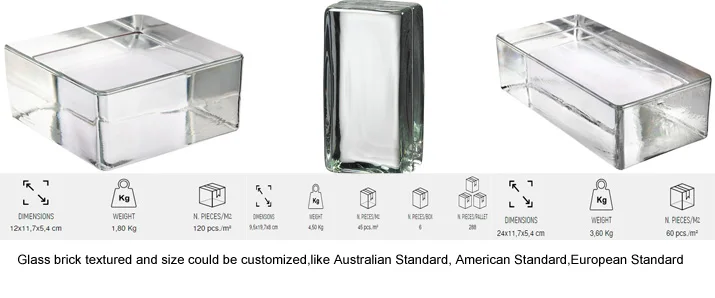 Clear square Textured Solid Glass Block Brick Factory Supplier