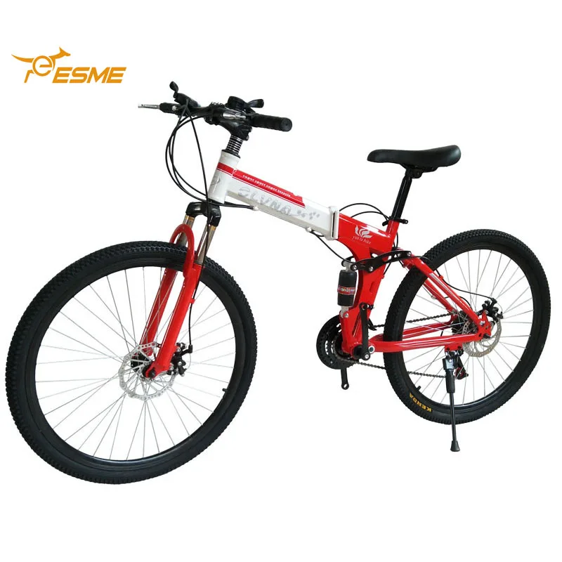 卸売り赤青白折りたたみマウンテンバイク26インチ21速サイクル