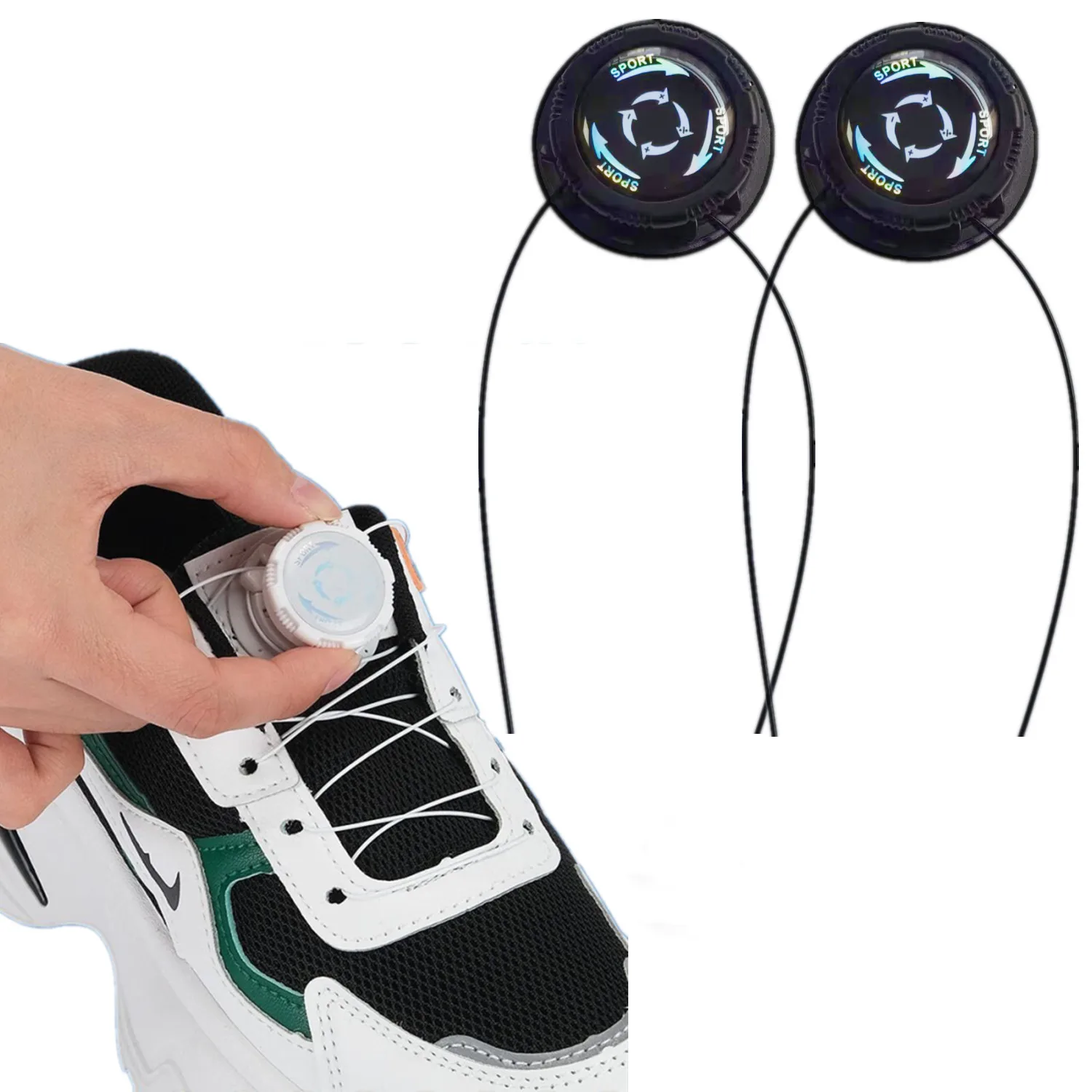 Olian Auto Elastic No Tie Shoe Laces with Rotating Automatic Fastener Convenient Tieless Shoe Laces for Adults Sneaker