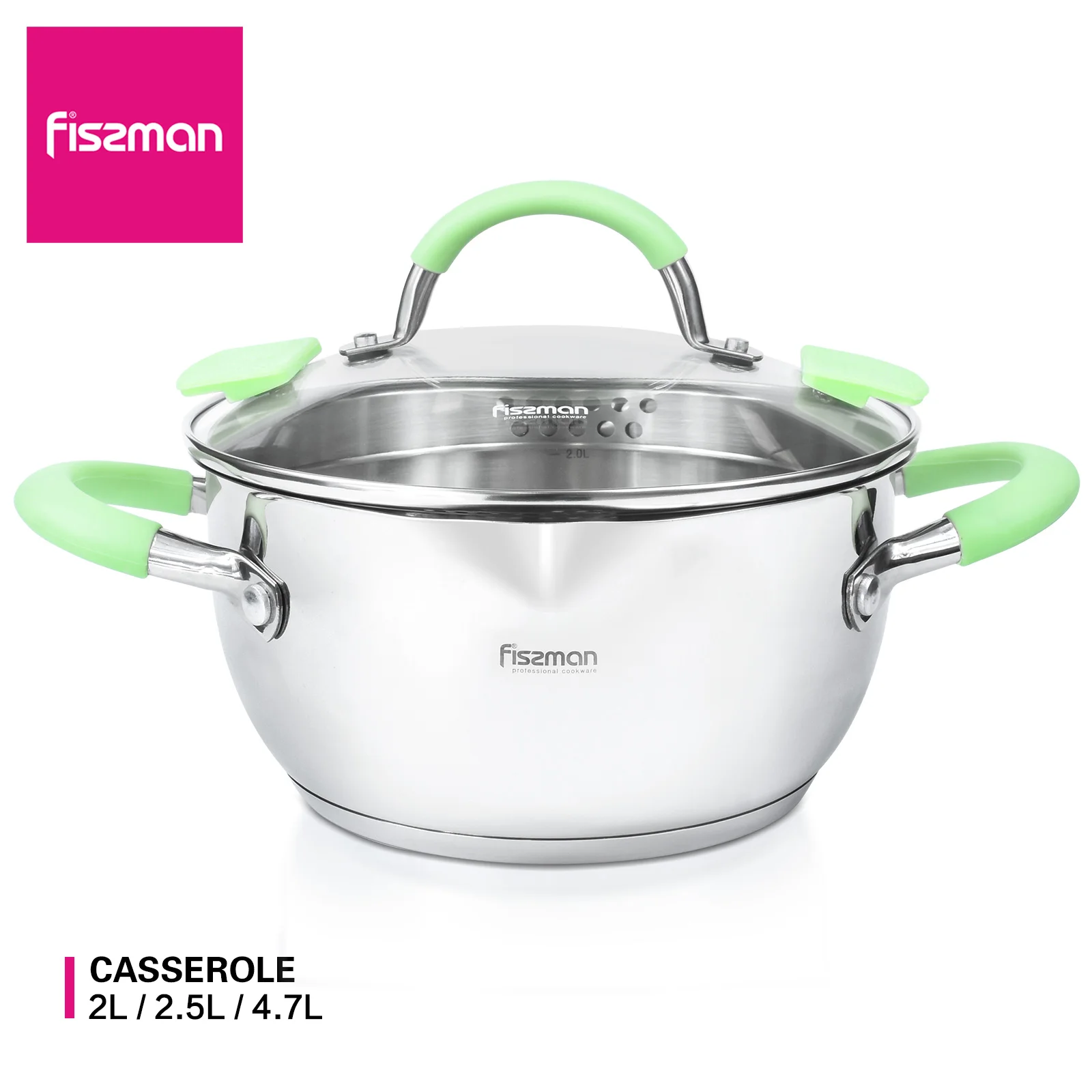 FISSMAN 304 Stainless Steel Cooking Sauce Pot With Glass Lid