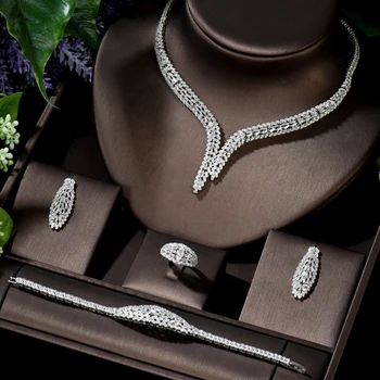 Micro Pave Cubic Zirconia Luxury Dubai Jewelry Sets for Women Weeding Party Bridal Costume Jewellery