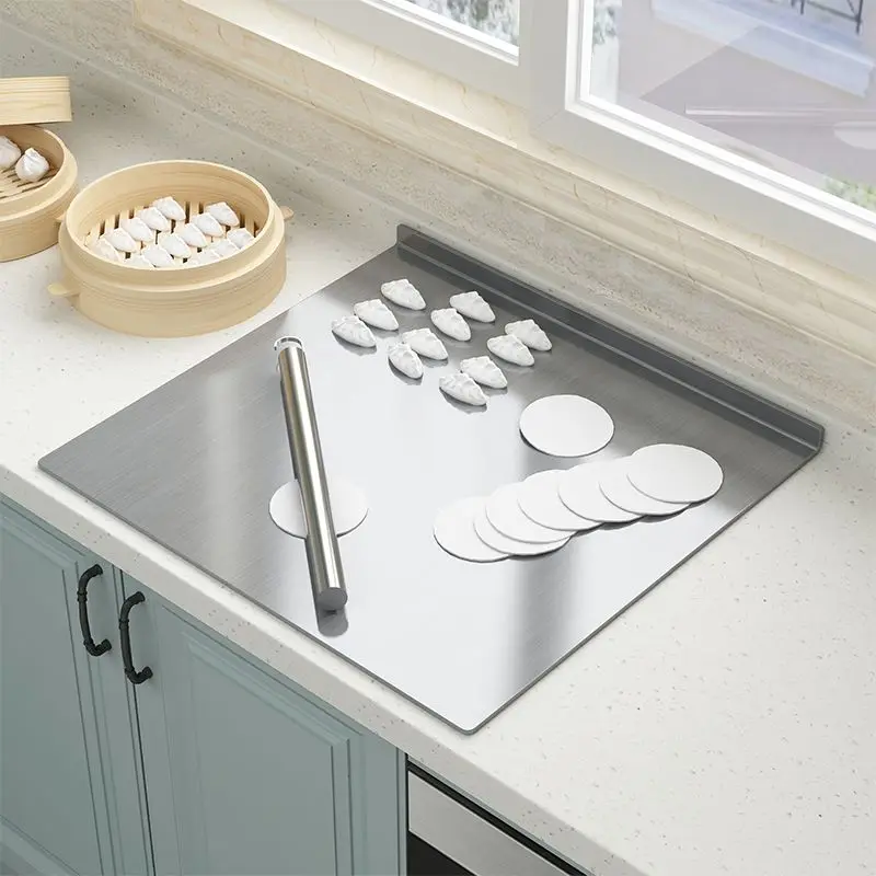Cutting Bake Board Stainless Steel Double-Sided Kneading Panel Thickened Rolled Chopping Board for Kitchen Household Use