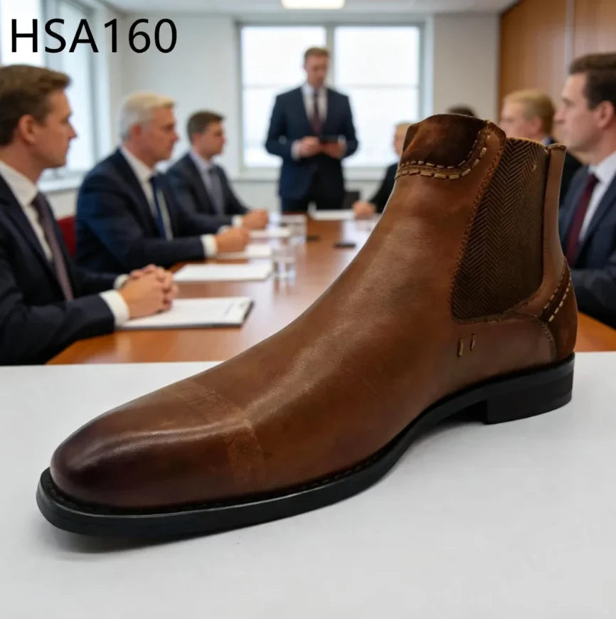 ZYF,formal Meeting Middle Calf Elastic Goring Design Men Dress Shoes Conference Center Easy Wear Brown Executive Shoes HSA160