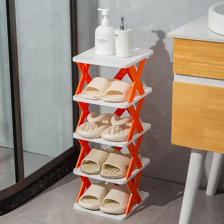 Easy-to-Assemble Living Room Shoe Organizer Space-Saving PP Plastic Storage Shelf with Close-to-the-Door Design