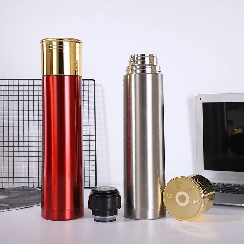 Gold Lid Shotgun Shell 1000ml Metal Stainless Steel Bullet Water Bottle -  China Reusable and Eco-Friendly price