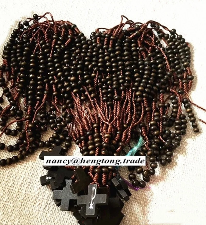 2 Color 6MM Brown Cheap Custom MEDUGORJE Design Catholic Bead Rosary Necklace Religious
