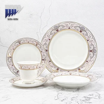 Wholesale Factory Direct Gold Bone China Dinner Set 24 Pieces ...