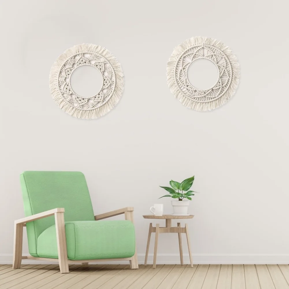 Гобелен круглый в стиле бохо, домашнее украшение ручной работы для гостиной, настенный Плетеный гобелен