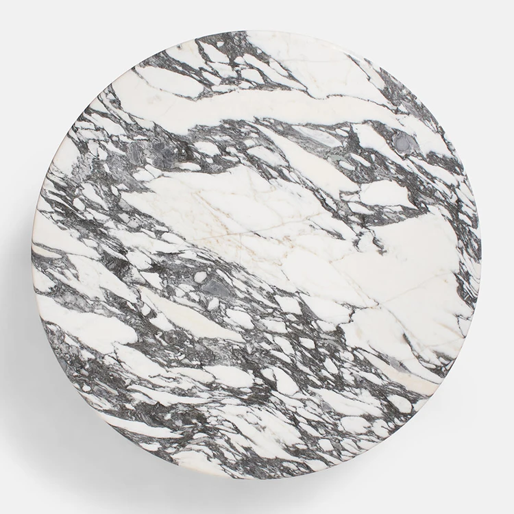 Living Room Modern Design Three Sphere Balls Base Marble Round Luxury White Marble Top Coffee Table