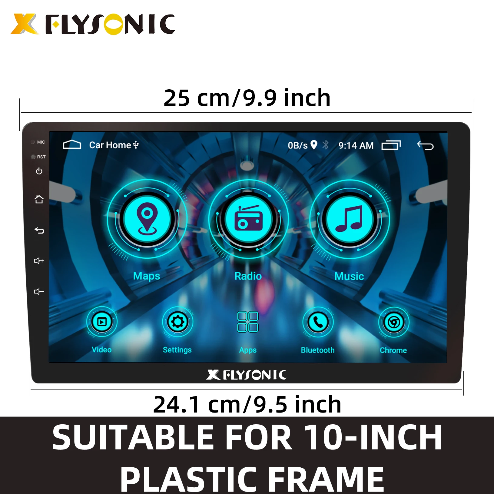 Flysonic Customized 1G+16G Memory 10.1 Inch Multi-media Double Din MP5 Player Built -in BT, GPS, Android Version 10.0  Car Video