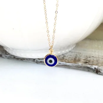 Inspire stainless steel jewelry Blue Evil Eyes Necklace Handmade Turkish Hamsa necklace wholesale cheap Bohemian jewelry