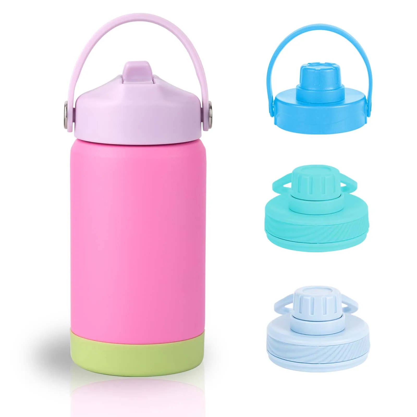 AOHEA 12oz Kids Insulated Water Bottle with Straws, Kids Water Bottles for School, Stainless Steel Vacuum Insulated Bottle