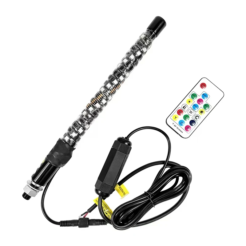 thumbnail interactive-video image 1 of BEVINSEE RGB LED Whip Light – 3ft 4ft 5ft 6ft – Bluetooth App Control For Jeep RZR Buggy 1 of 5