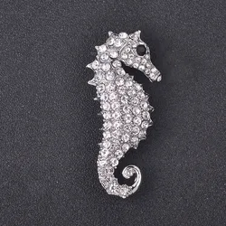 Navachi, Spilla Placcatao Oro 18 K Con Cristalli, Raffigurante Ippocampo, Cavalluccio Marino E 18ct Base Metallo Placcato Oro, Colore - Foto 2