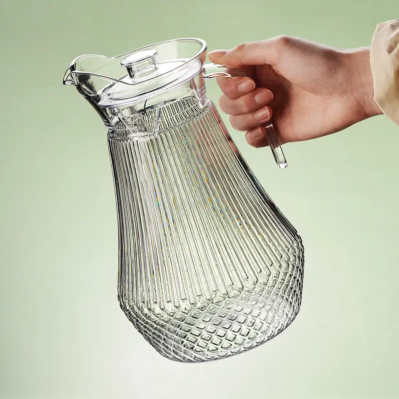 Glassware Octagon Diamond Pattern Cold Glass Water Bottle Tea Pots & Kettles Product 1100ml Glass Cold Water Jug