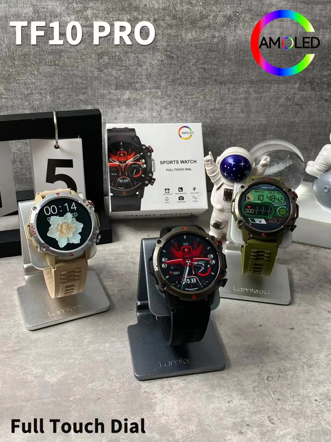 AMOLED TF10 Round Sports Smart Watches with Wireless Charging 220MAh Battery for Men and Women with Fitness Tracker IP67