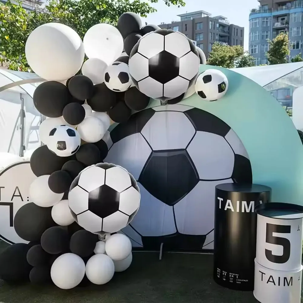 2026 FootballWorld Soccer Glossy Thick Aluminum 4D Balloon Garland Arch Kit Durable 3-Color Offset Printed Balloons Party