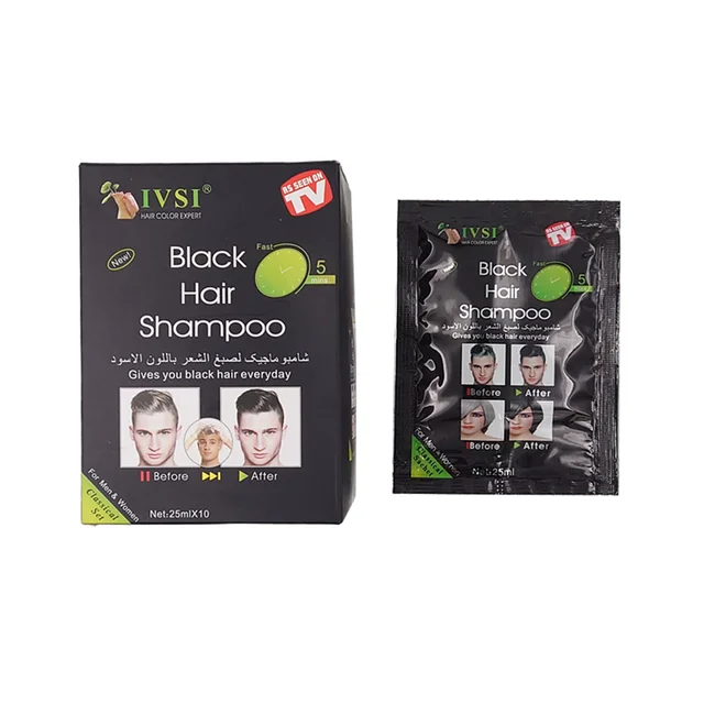 Best Selling Olive Oil Fast Black Darkening Color Change Shampoo Botanical Dyes Dye Shampoo Bag
