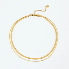 Stainless Steel Snake Chain 18K Gold Necklace 3mm Link Chain Necklace Layering Choker Necklace Waterproof