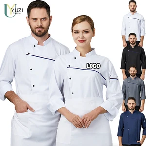 Wholesale Custom logo Durable Chef Long Sleeve Jacket Uniforms for Men Women Kitchen Cook Apparel for Hotels Restaurants Bars