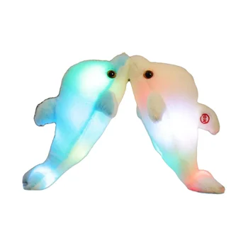 Kids toys 30cm glowing dolphin  plush toys stuffed animal toys with blue,  white,pink, yellow colors  toys for kids for fun