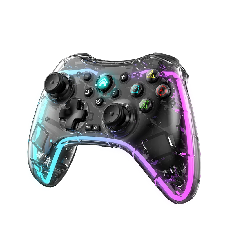Transparent BT Wireless Game Controller for NS Switch with RGB Lighting Joystick Gamepad for Switch Pro PC Android TV Box