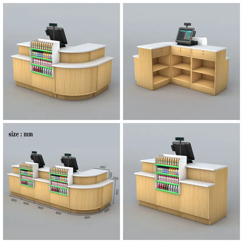 Supermarket Retail Counter With Lockable Cuboards Shop Design Store ...