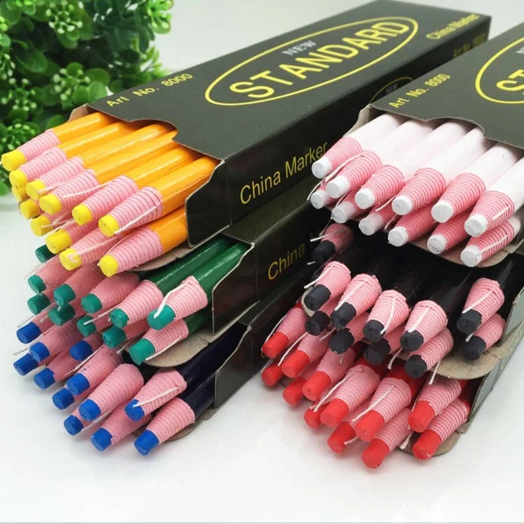 12pcs/box  Microblading Cosmetics Crayon Colors Pencils Peel-off China Marker / Grease Pencil /Roll Wax Pencil/ Marking Pen,Wood