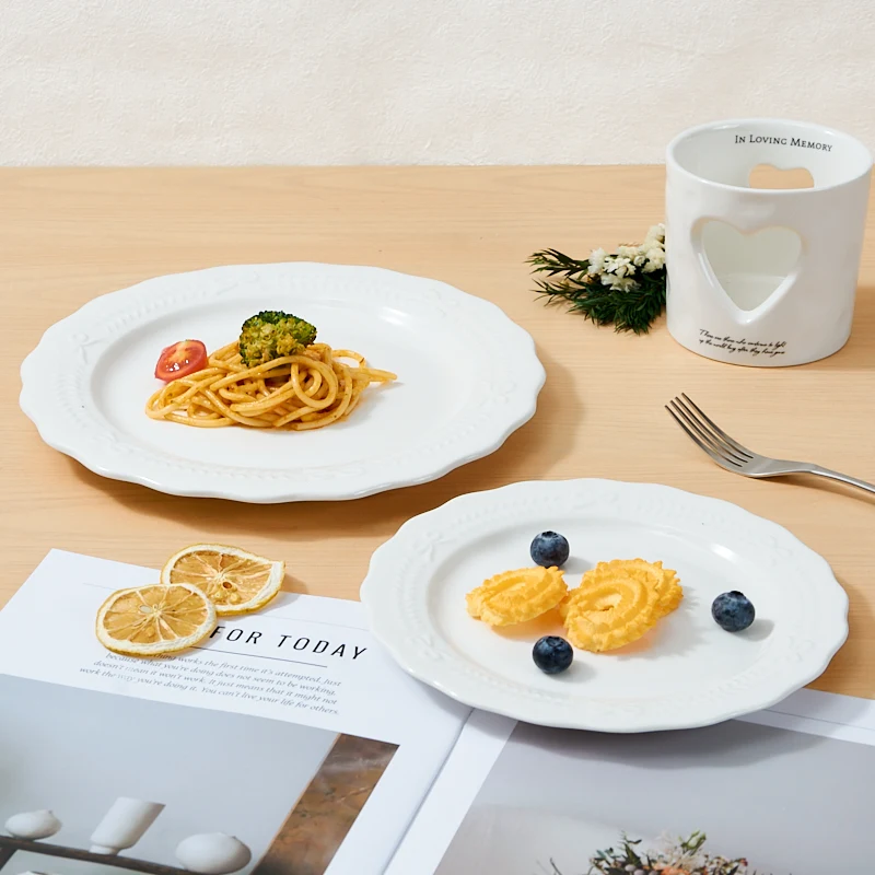 Elegant Embossed Porcelain Tableware Sets for Weddings Parties Hotels Durable Dishwasher/microwave Safe Customized Wholesale