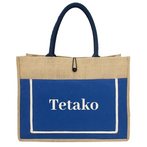 Customize promotional eco friendly natural recycled grocery shopping jute tote bag reusable