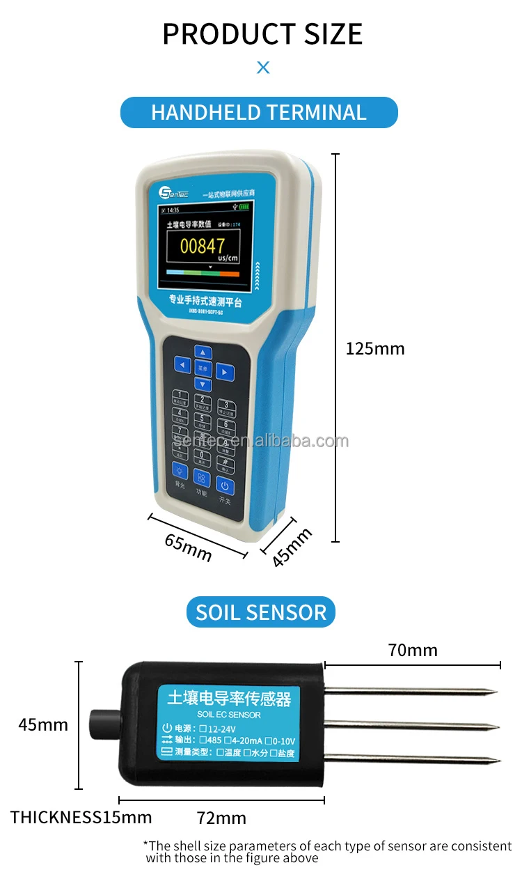 SENTEC Portable SEM2260 Soil Temperature Humidity PH EC NPK 7In1 Multiple Parameters Sensor RS485 Detector for Agriculture Farm