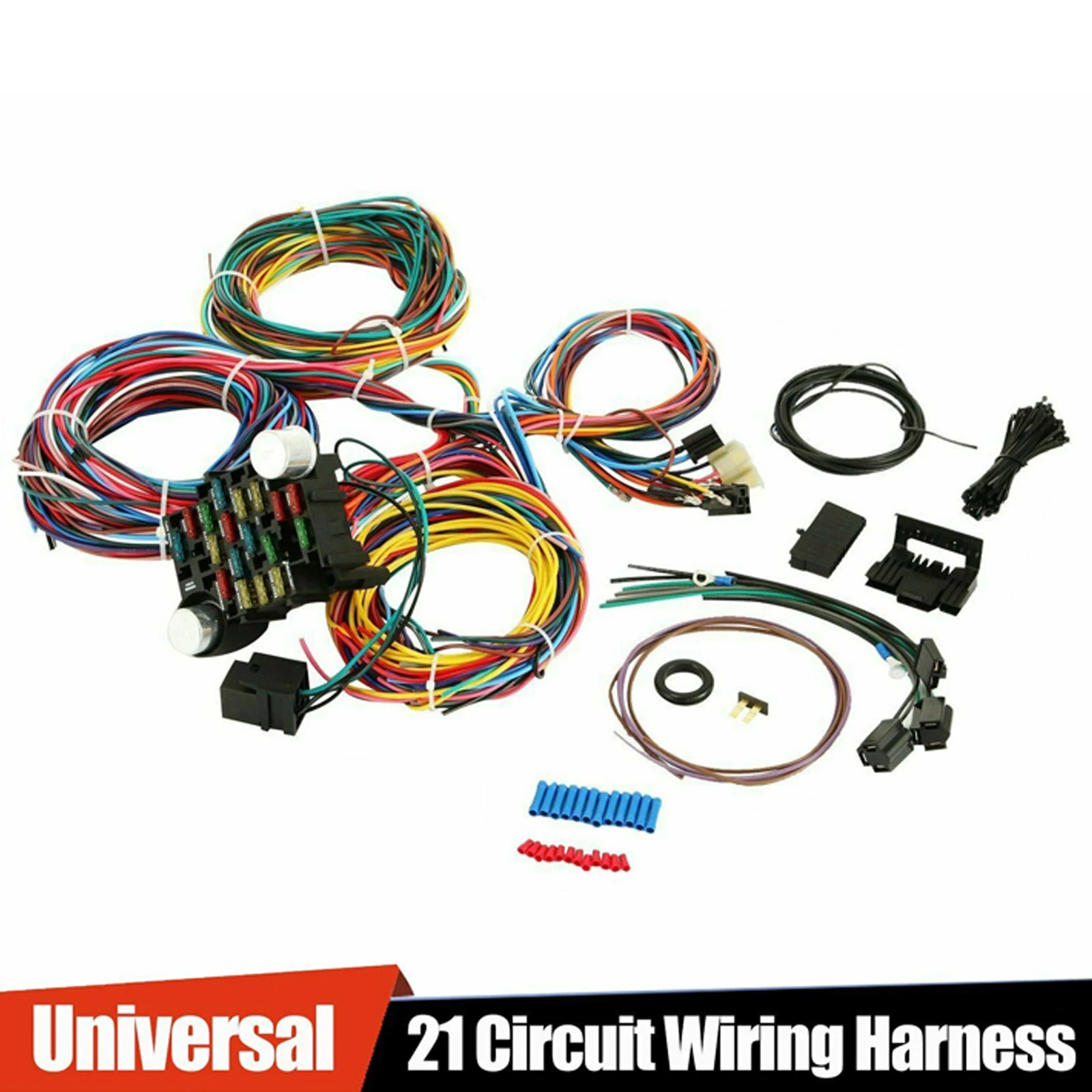 Universal Extra Long Wires 21 Circuit Auto Wire Harness Hotrod Fit for GM Chevy