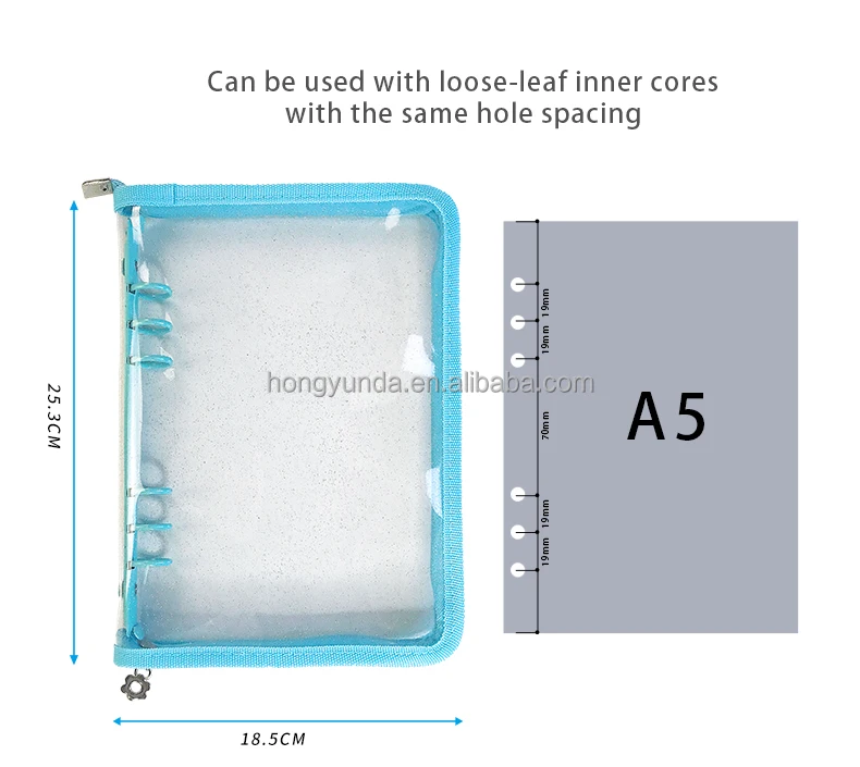 A5 A6 A8 B5 File Budget Binder Notebook Cover Protector Clear Pocket 6