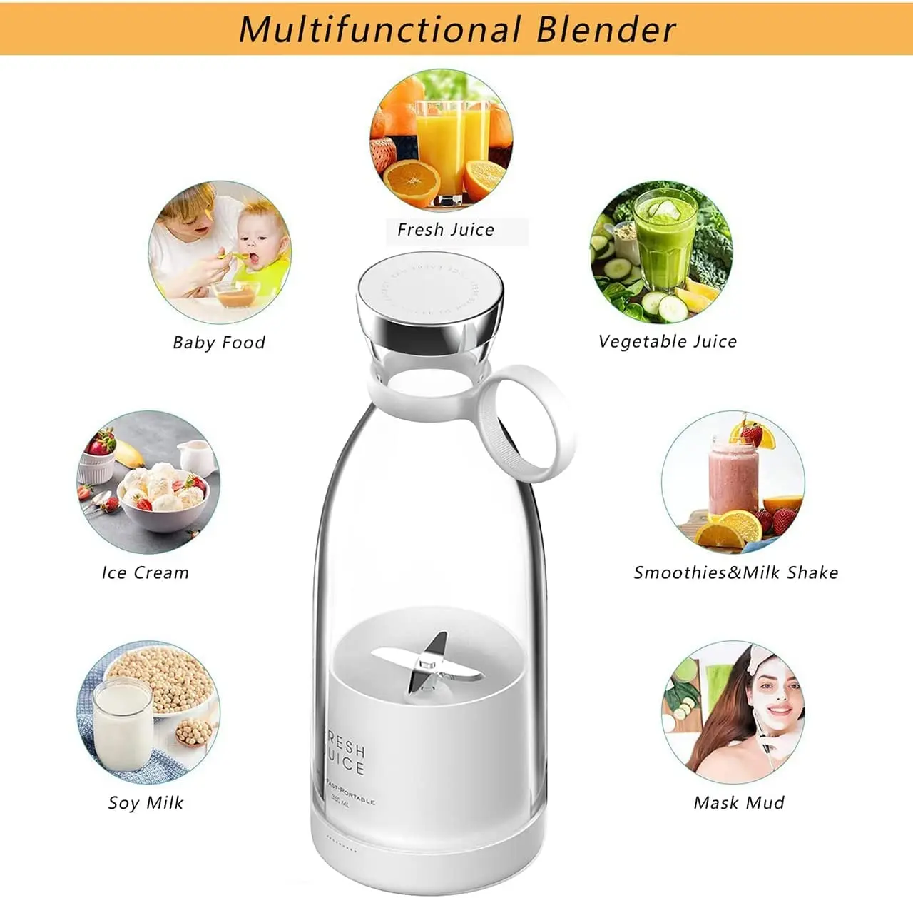 2023 Newest Fresh Juice Mini Fast Portable USB Blender