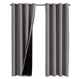 Hot Selling Elegant Solid Color 100% Blackout Double Layer Curtain For Living Room